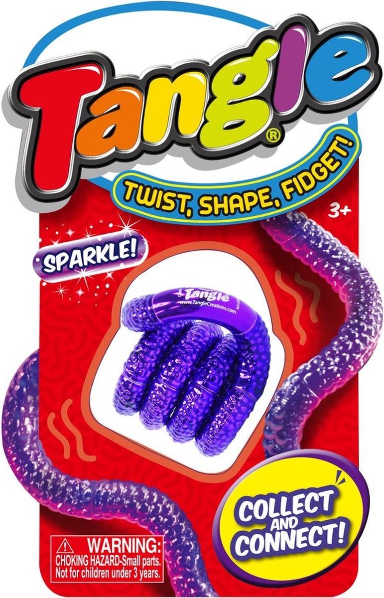 Tangle Jr. Sparkle Purple - Fidget Toy - Paars - Voor jongens en meisjes - Geschikt vanaf 3 jaar