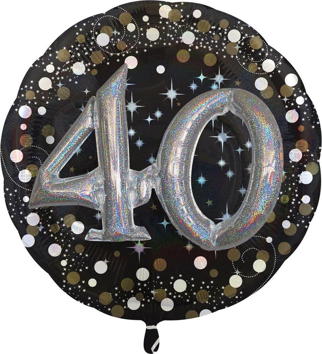 Amscan Folieballon Happy Birthday 40 Jaar 91 Cm Helium Zwart