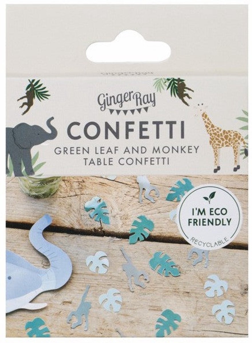 Tafelconfetti tropische bladeren en apen eco papier 13 gram