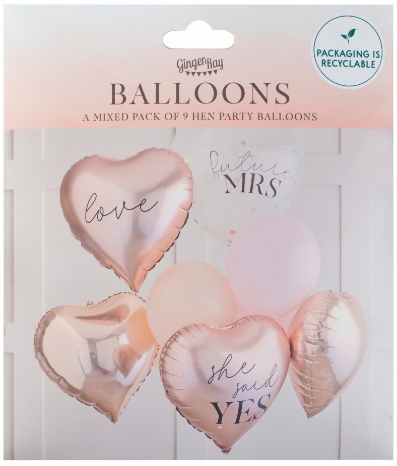 Ginger Ray Hart Ballonnen "She said yes" - 9 stuks