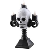 Halloween LED Decoratie Kandelaar skull - Wit
