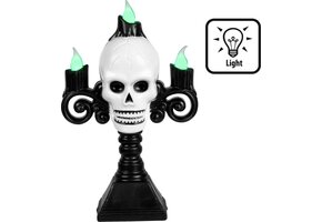 Halloween LED Decoratie Kandelaar skull - Wit