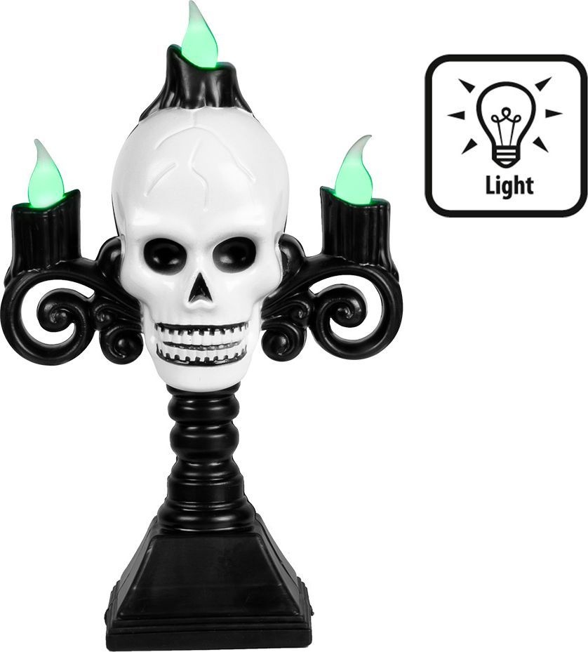 Halloween LED Decoratie Kandelaar skull - Wit