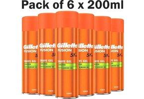 Gillette Fusion5 Ultra Sensitive Scheergel Mannen - 6x200ml Voordeelverpakking