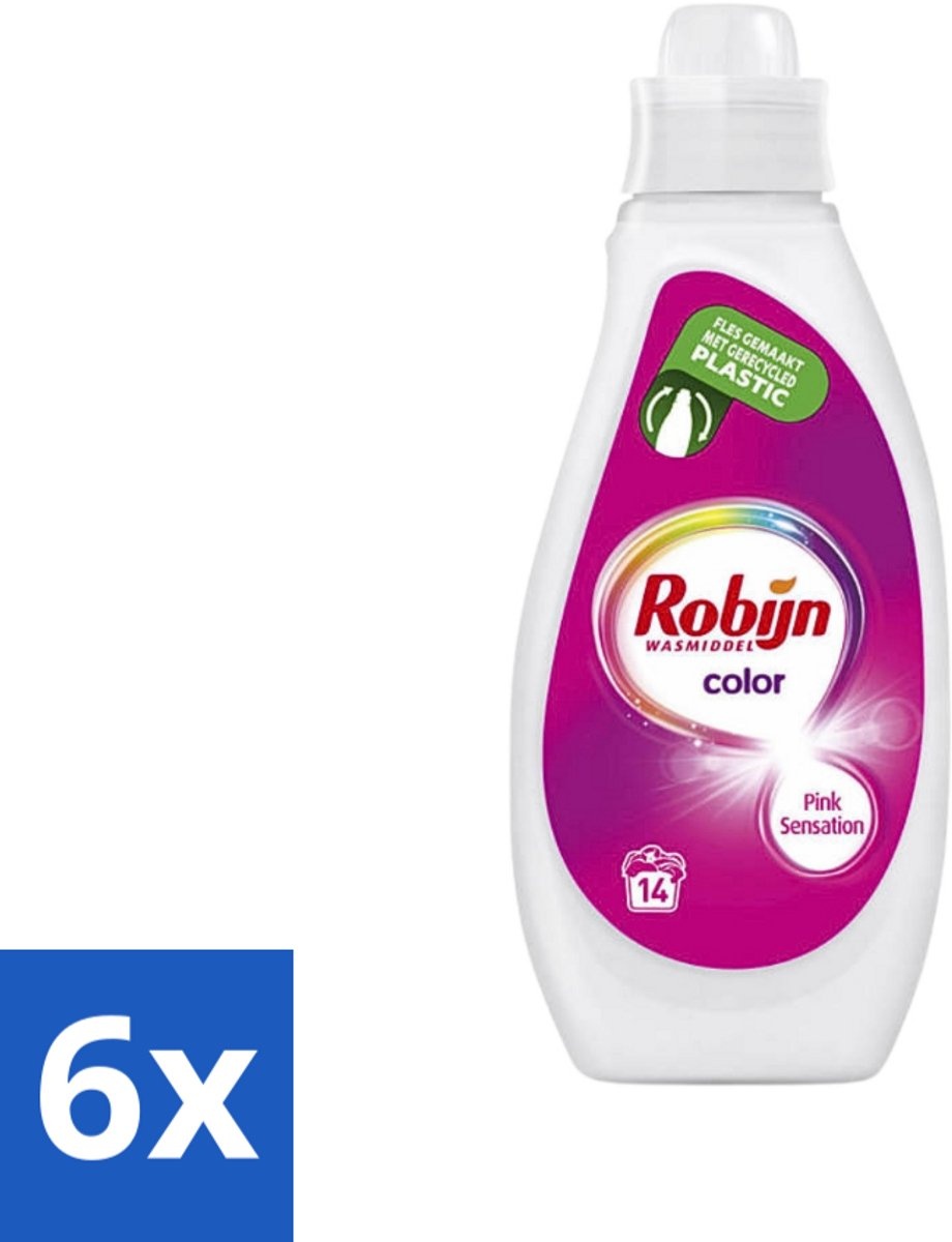Robijn - Color - Vloeibaar Wasmiddel - Pink Sensation - 14 Wasbeurten - 700 ml - Voordeelverpakking - 6 stuks