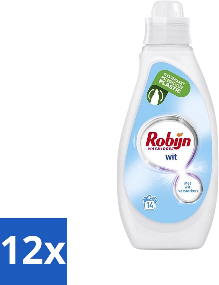 Robijn - Wit - Vloeibaar Wasmiddel - Met Witversterkers - 14 Wasbeurten - 700 ml - Voordeelverpakking - 12 stuks