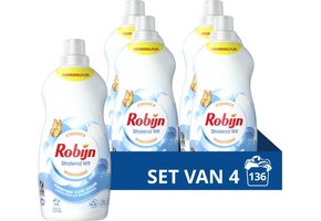 Robijn Klein & Krachtig Wasmiddel Stralend Wit 34 Wasbeurten - 4 x 1,19 liter - Voordeelverpakking