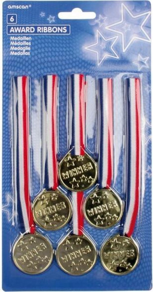 Amscan Medaille Goud 3,8 Cm 6 Stuks