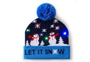 Amscan Kerstmuts Let it snow - blauw met lichtjes