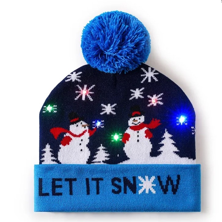 Amscan Kerstmuts Let it snow - blauw met lichtjes
