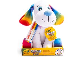 Crayola - Colour Me Plush - Pluche Puppy om te Kleuren met 3 Afwasbare Viltstiften
