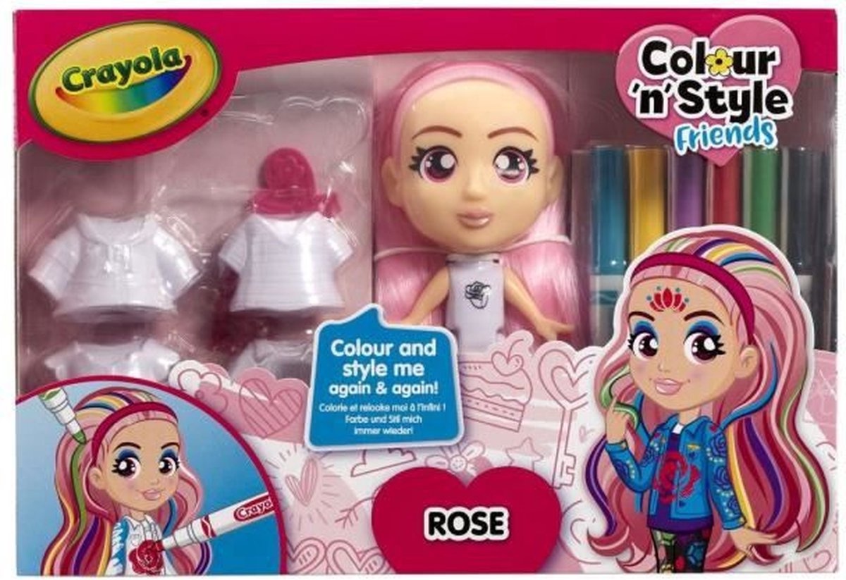 Crayola Colour & Style Friends - Rosa - Deluxe pop - Versier en kleed je pop aan!