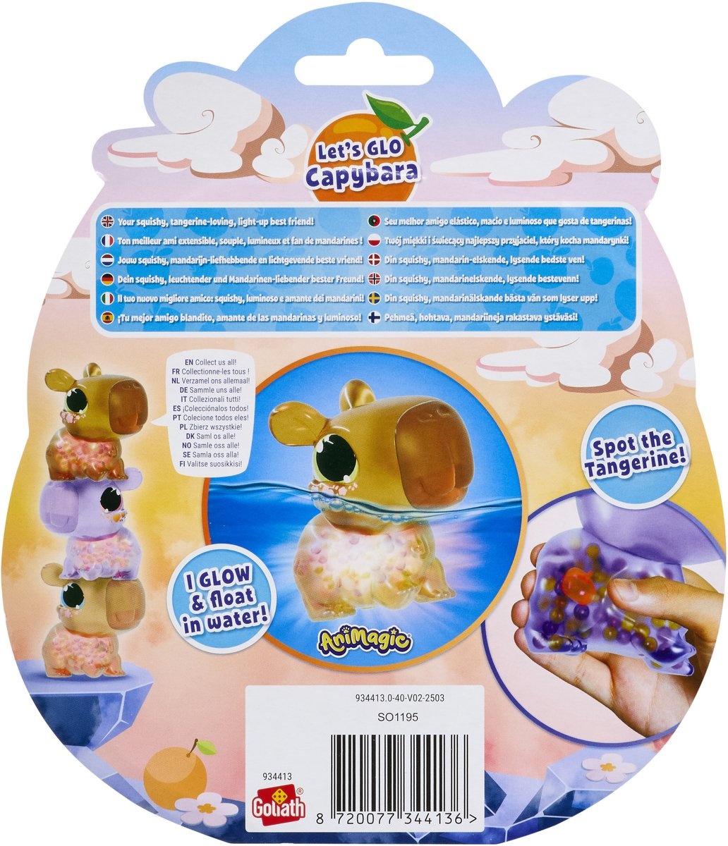 Animagic Let's Glo Capybara Brown - Speelfiguur - Lichtgevende Capybara
