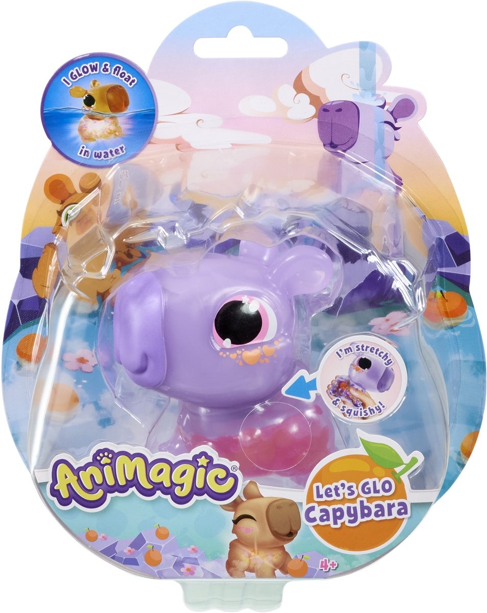 Animagic Let's Glo Capybara Purple - Speelfiguur - Lichtgevende Capybara