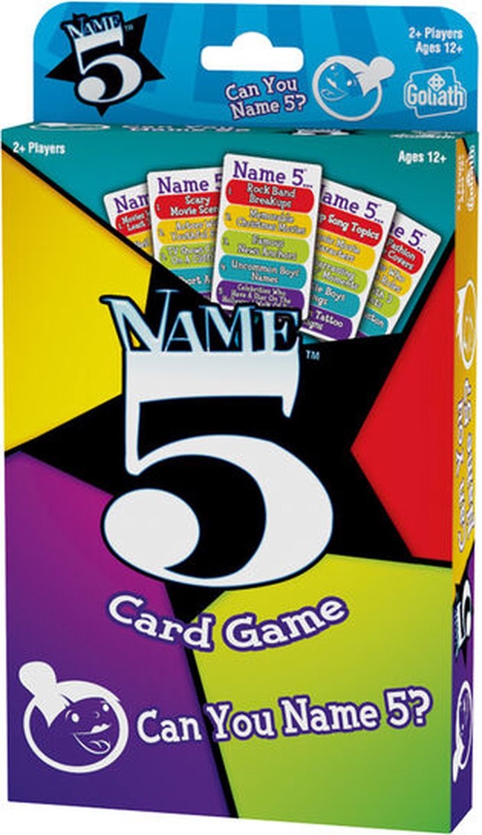 Goliath Name 5 Card Game - Kaartspel - Trivia - Kun je er vijf noemen?