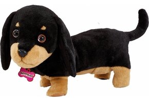 Animagic Knuffel Waggles Teckel 20 Cm Zwart