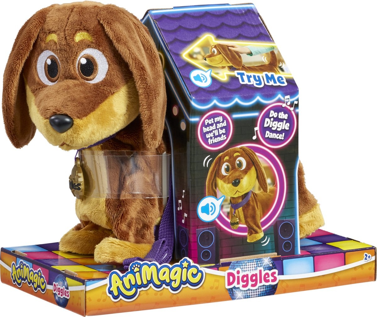 Animagic - Diggles - Knuffelhond - Interactieve Knuffel - Verpakkingsschade