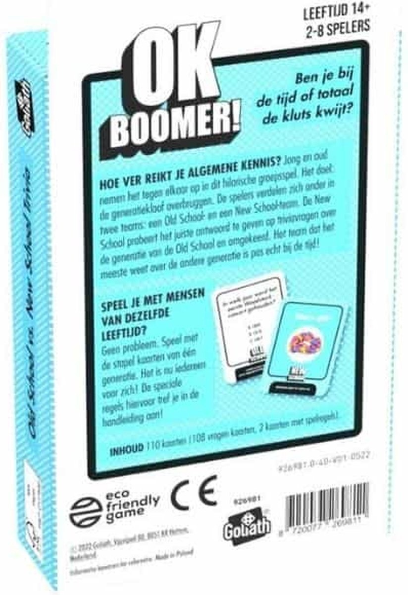 Goliath OK Boomer Trivia Game Pocket Kaartspel