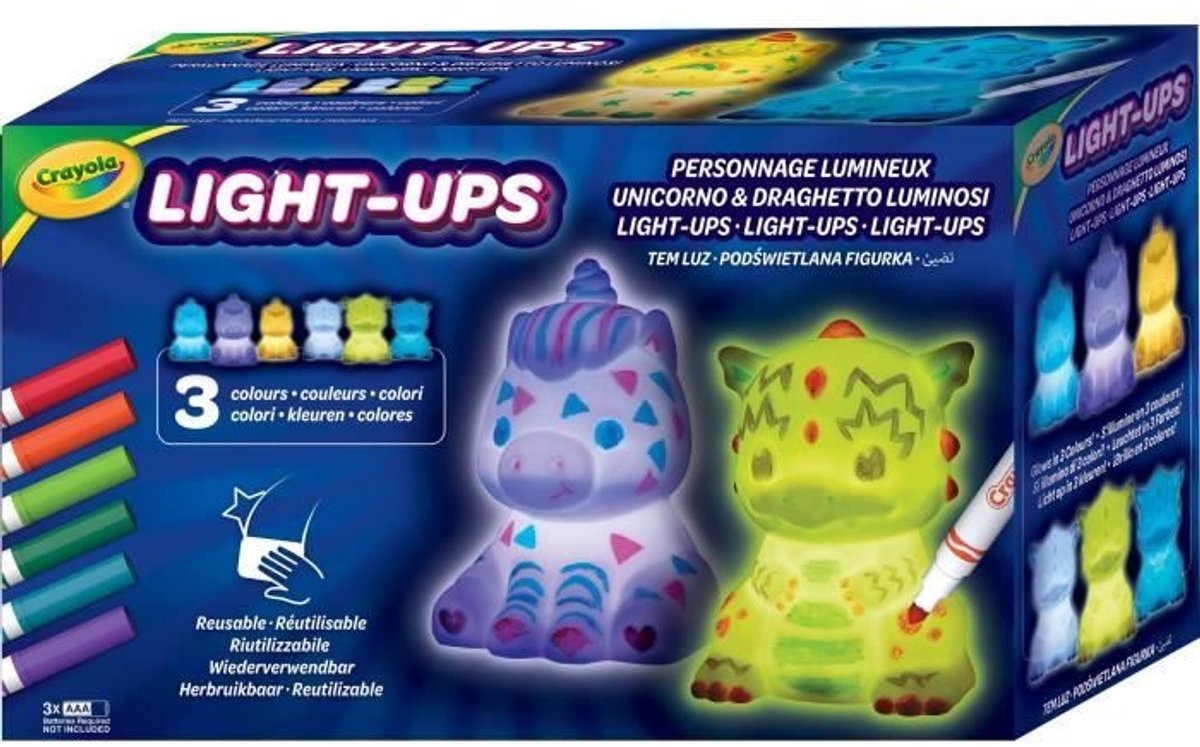 Crayola Light-ups - Kleurbare lichtgevende figuren - Personaliseer je nachtlampje met stiften! - Verpakkingsschade