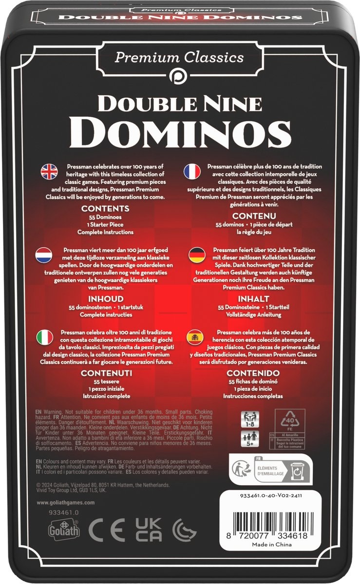 Goliath Double Nine Dominos - Actiespel - Familiespel - Domino - Denkspel