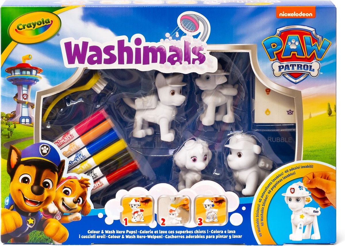 Crayola - Washimals - Hobbypakket - Paw Patrol - Activiteitenset met 4 Puppy's