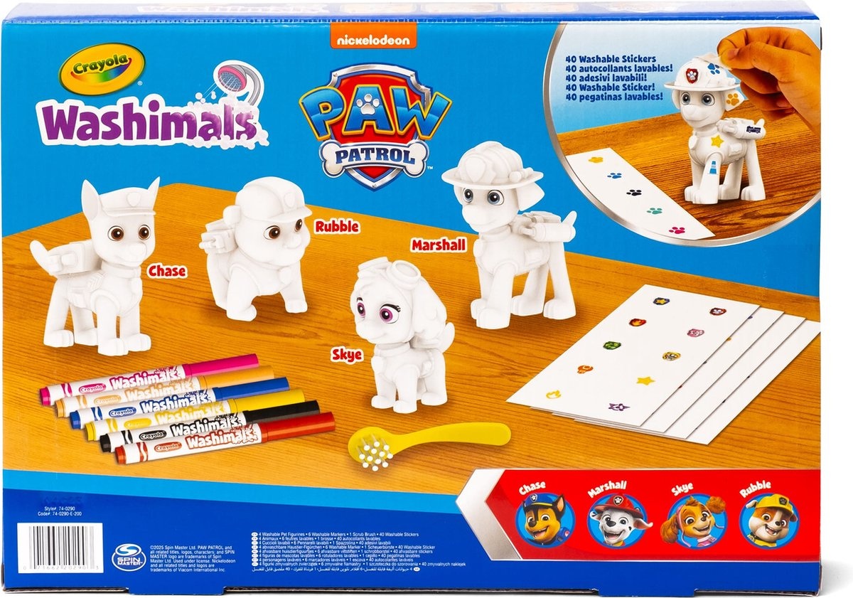 Crayola - Washimals - Hobbypakket - Paw Patrol - Activiteitenset met 4 Puppy's