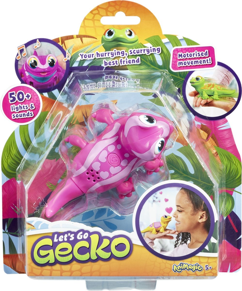 Animagic Let's go Gecko - Speelgoedrobot Gekko - Roze