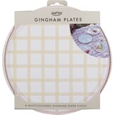 Ginger Ray Gingham Plates - Papieren Bordjes Geblokt - Multicolor 25cm - 8 stuks