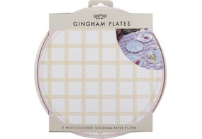 Ginger Ray Gingham Plates - Papieren Bordjes Geblokt - Multicolor 25cm - 8 stuks