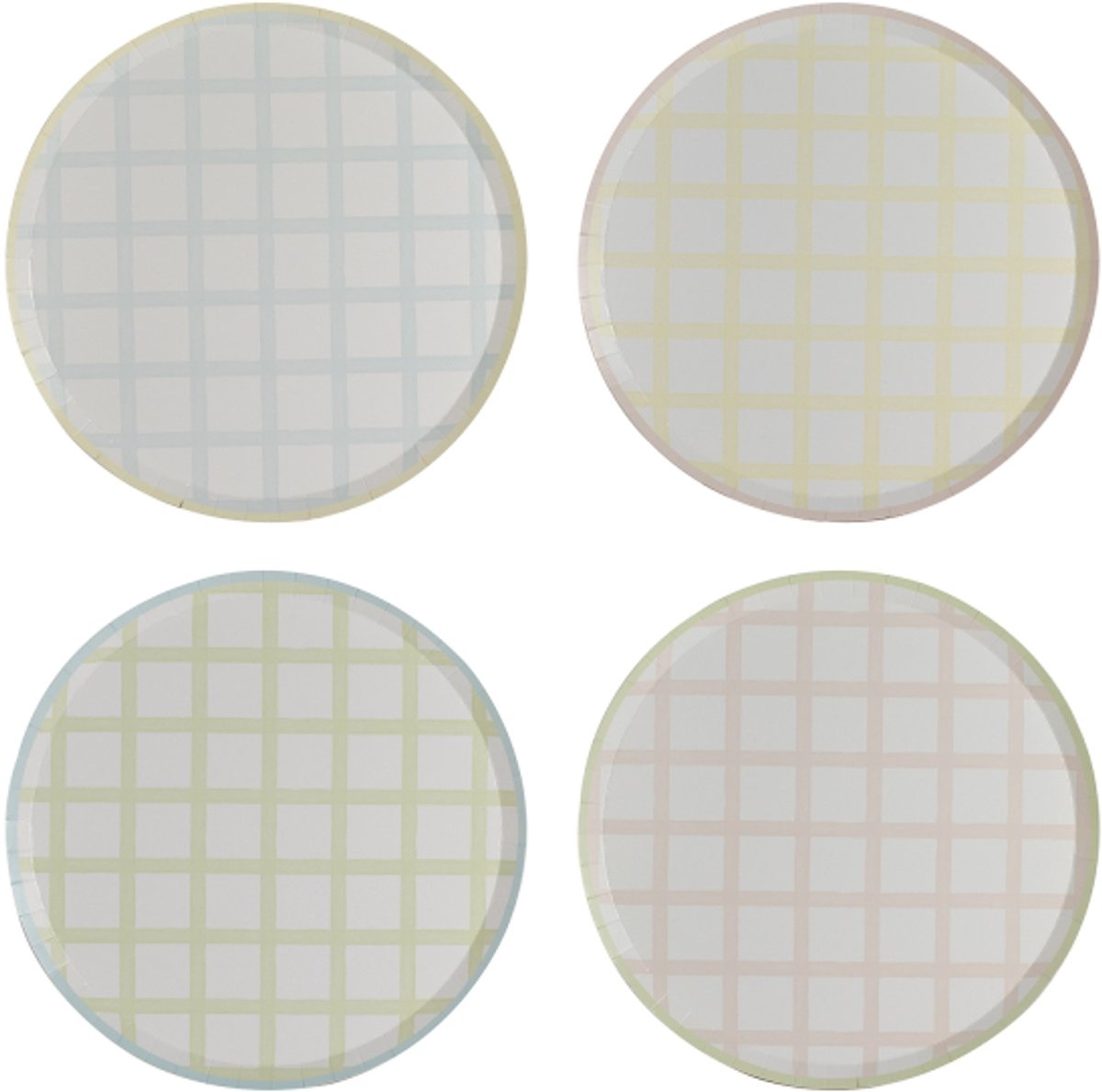 Ginger Ray Gingham Plates - Papieren Bordjes Geblokt - Multicolor 25cm - 8 stuks