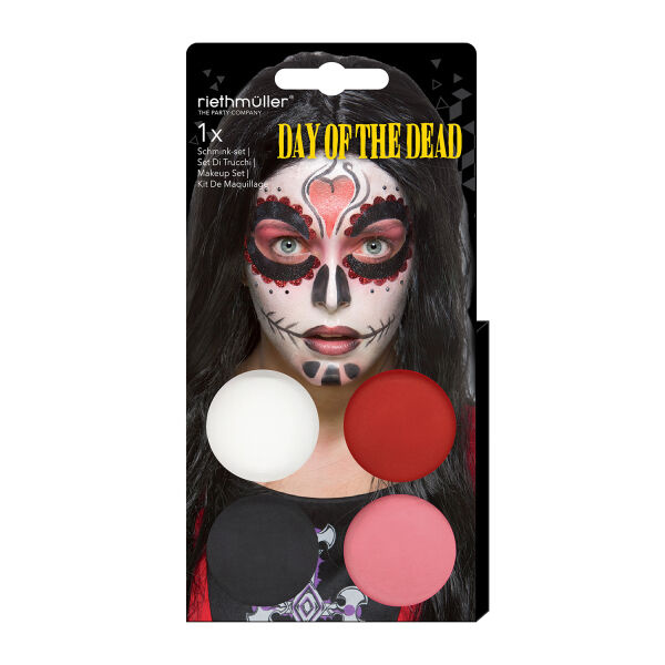 Schmink set Day of the Death - 4 kleuren met penseel