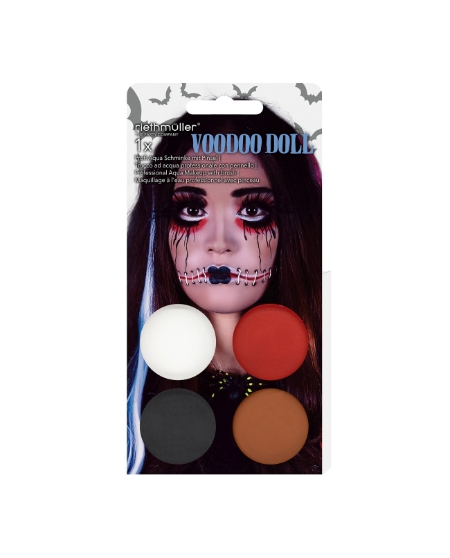 Schmink set Voodoo Doll - 4 kleuren met penseel