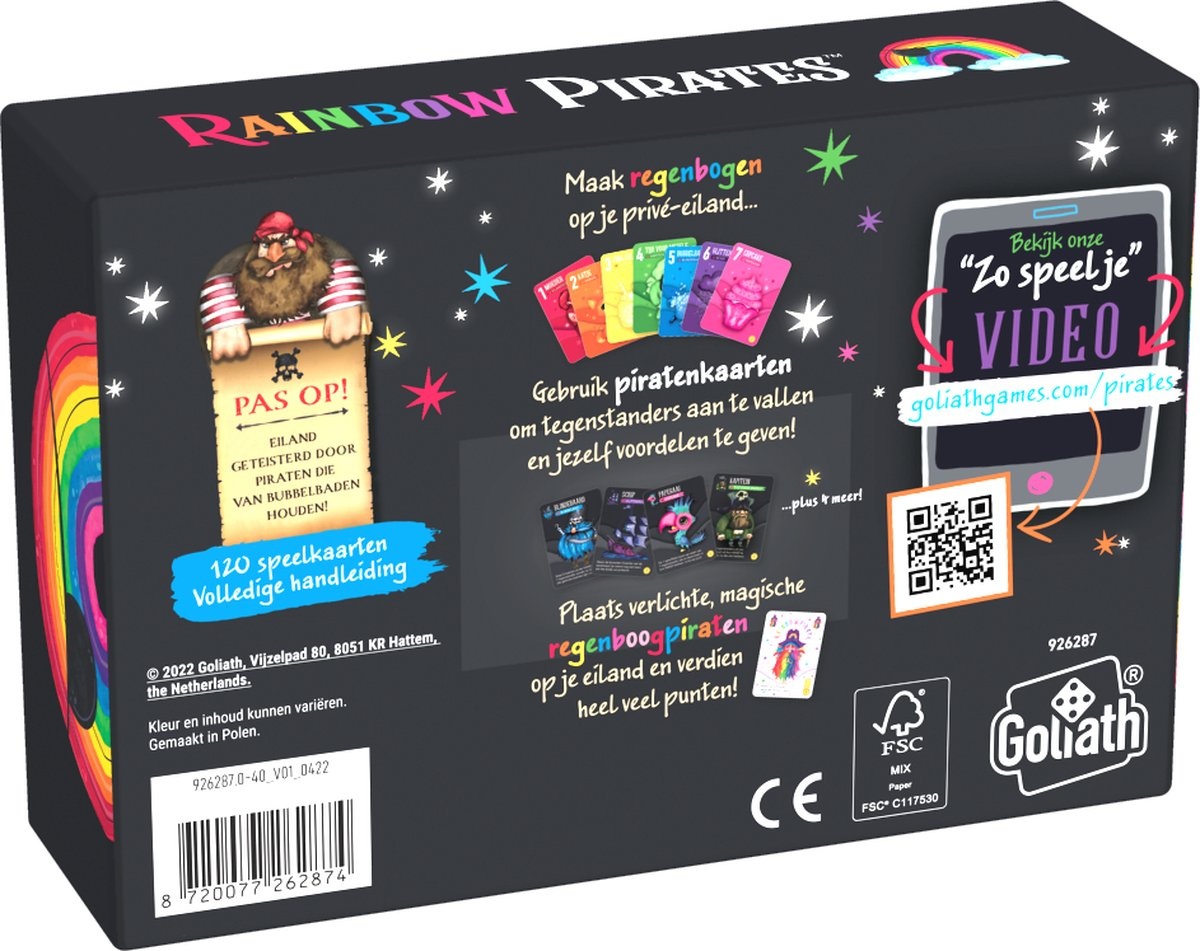 Goliath Rainbow Pirates (NL) - Kaartspel - Partyspel - Makkelijk mee te nemen op reis!