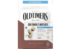 Oldtimers - Drop - Zoethout Rotsjes Suikervrij - 1 zakje - 100 gram