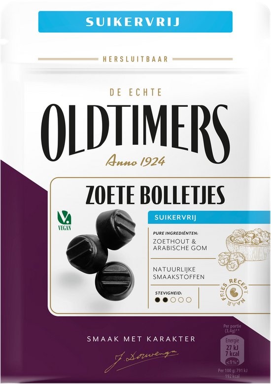 Oldtimers - Drop - Zoete Bolletjes Suikervrij - 1 zakje - 100 gram