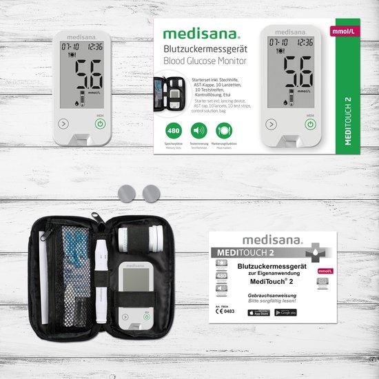 medisana Meditouch2 Startpakket - mmol/L (versie voor Nederland) - Bloedsuikermeter