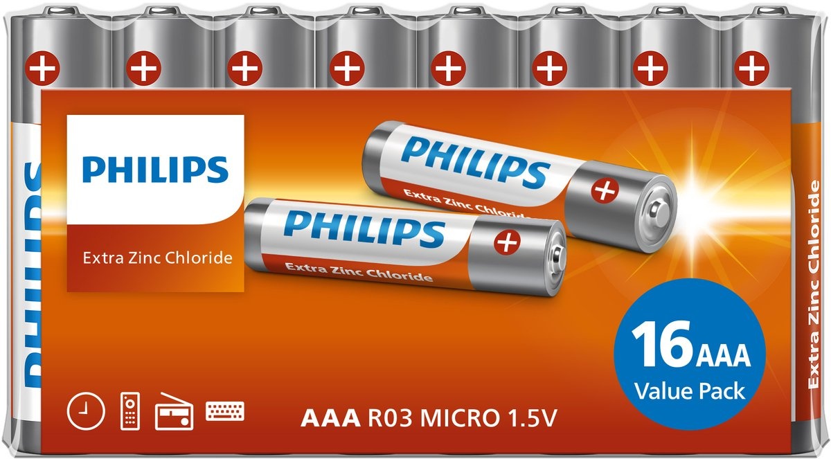 Philips LongLife Batterijen AAA - voordeelverpakking - 16 stuks