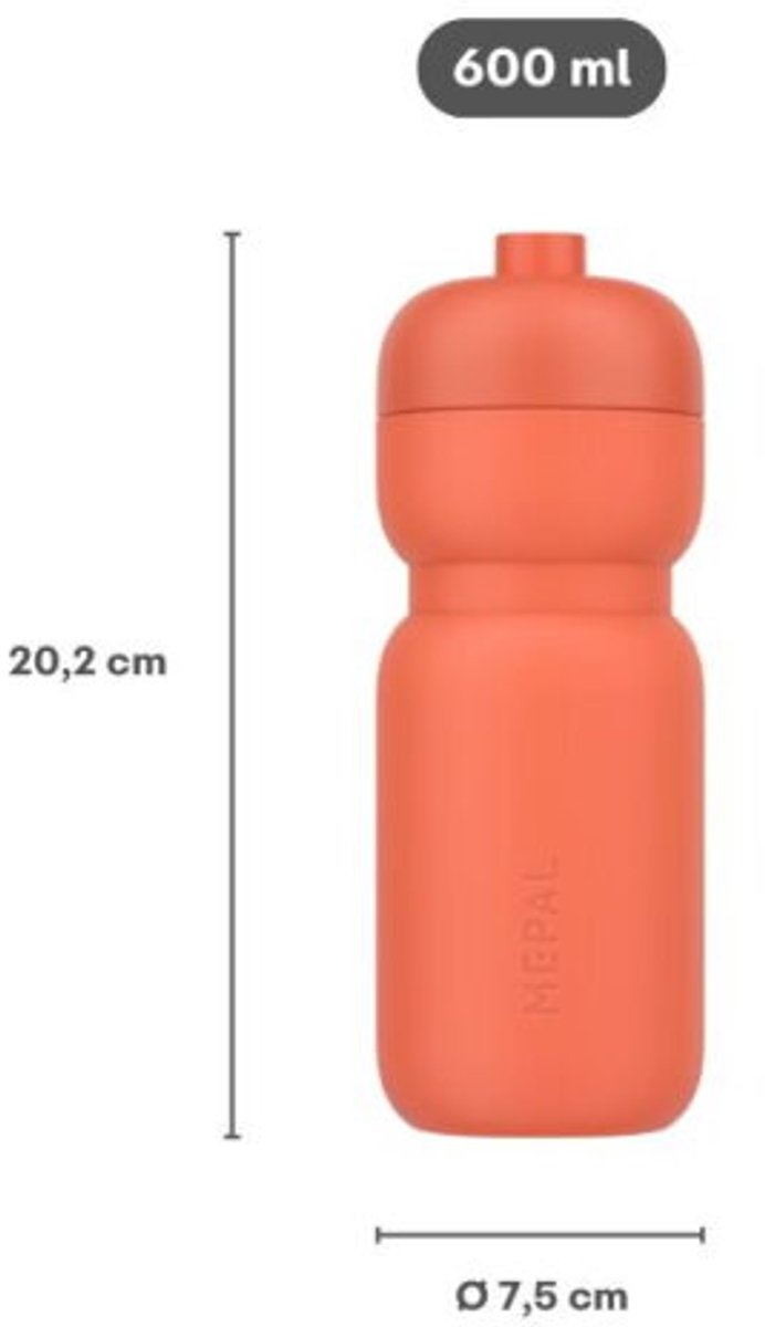 Mepal Bidon squeeze Sport - 600 ml - Knijp en drink - Lekdicht ventiel - Vaatwasmachinebestendig - Drinkflessen - Graphite black