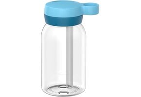 Mepal Drinkfles met rietje Campus - 450 ml - Waterfles kinderen - Lekdicht - Hygiënische draaideksel - Cool blue