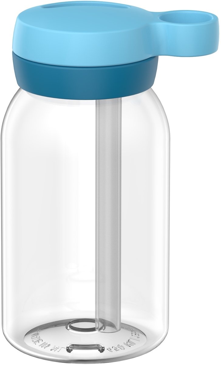 Mepal Drinkfles met rietje Campus - 450 ml - Waterfles kinderen - Lekdicht - Hygiënische draaideksel - Cool blue