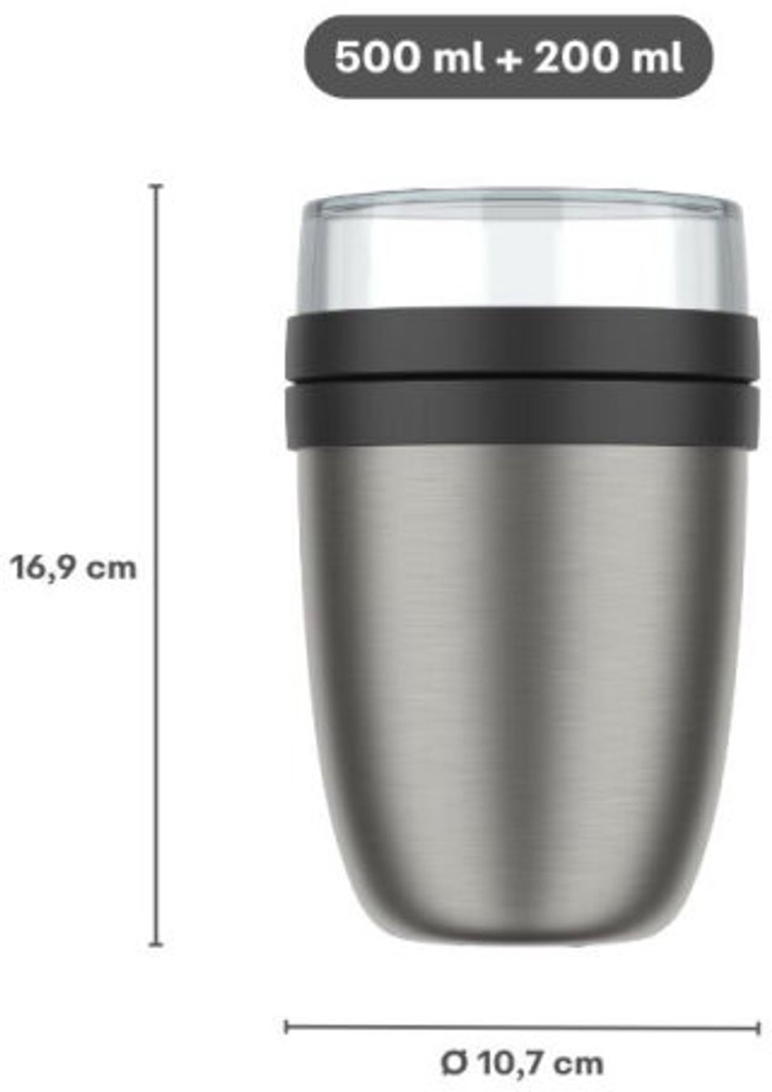 Mepal Isoleer lunchpot Ellipse - 500 ml - Thermos lunchbox - Nordic black