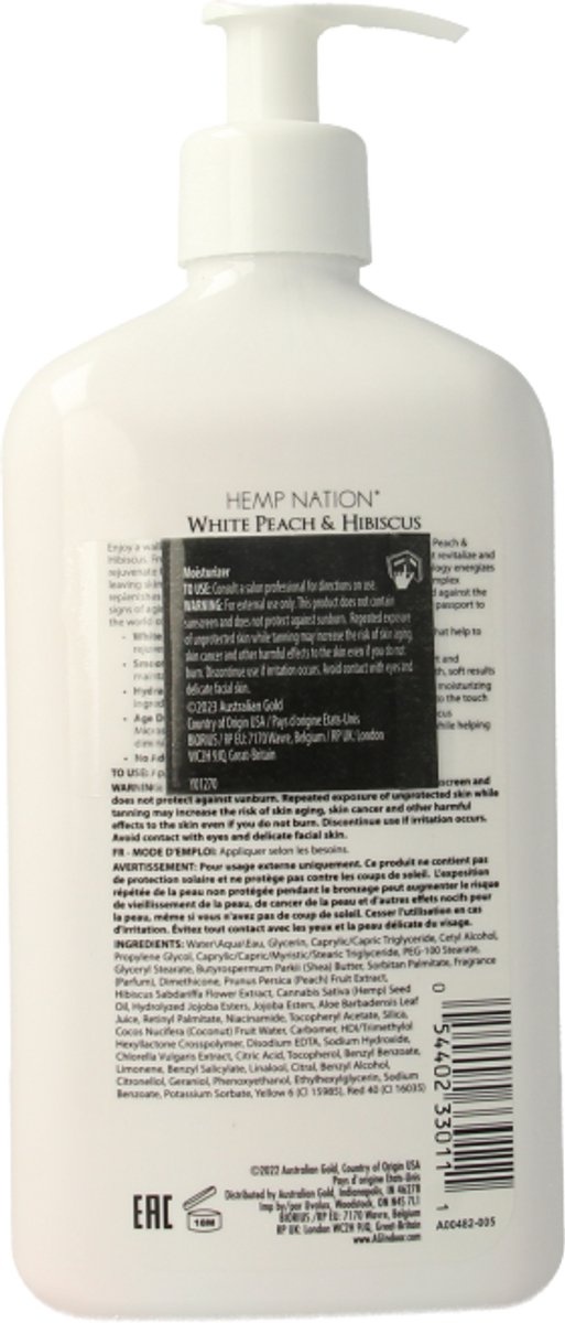 Australian Gold Hemp Nation After Sun Bodylotion White Peach - Hibiscus 535 ml