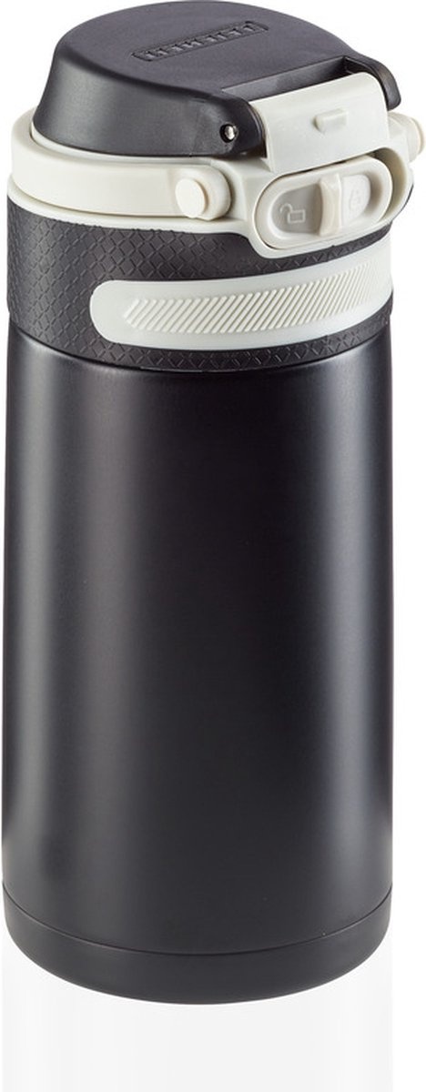 Leifheit thermosbeker Flip - 350 ml - RVS - zwart