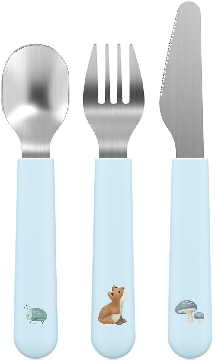Mepal Mio Kinderbestek Little Dutch - 3-delig. vork. mes en lepel - Roestvrij staal - Kinderservies - Forest Friends