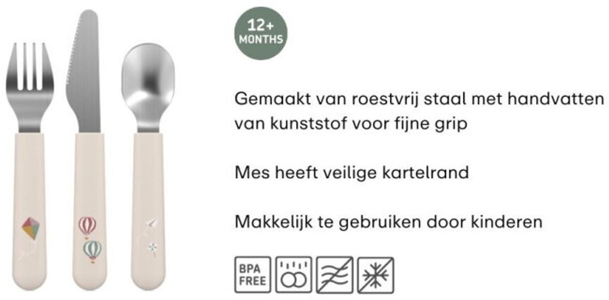 Mepal Mio Kinderbestek Little Dutch - 3-delig. vork. mes en lepel - Roestvrij staal - Kinderservies - Forest Friends
