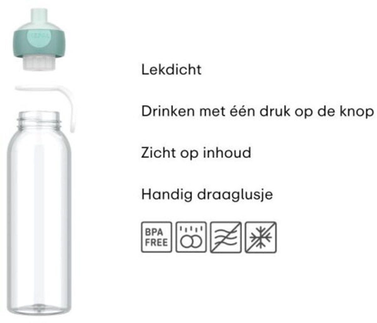 Mepal Pop-up waterfles Campus - 500 ml - Drinkfles - Cool blue