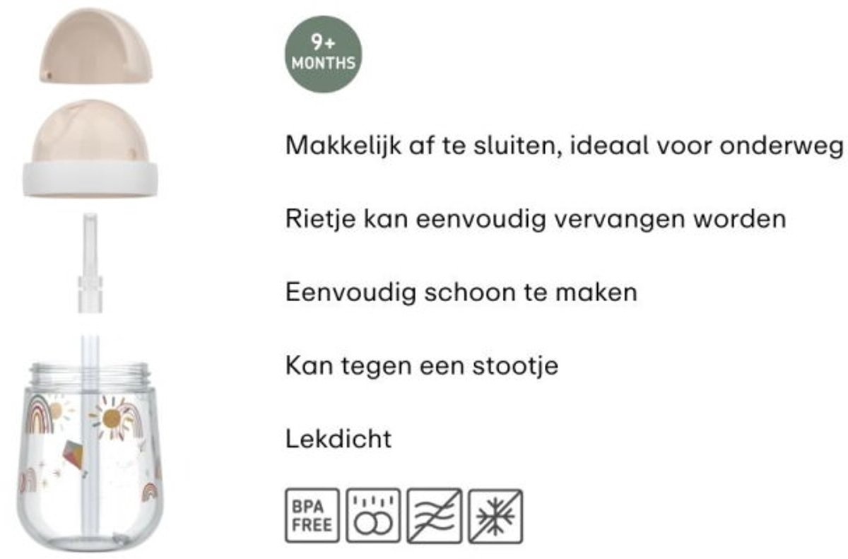 Mepal Mio Rietjesbeker Little Dutch - 300 ml - Makkelijk vast te houden - Kinderservies - Fairy Garden