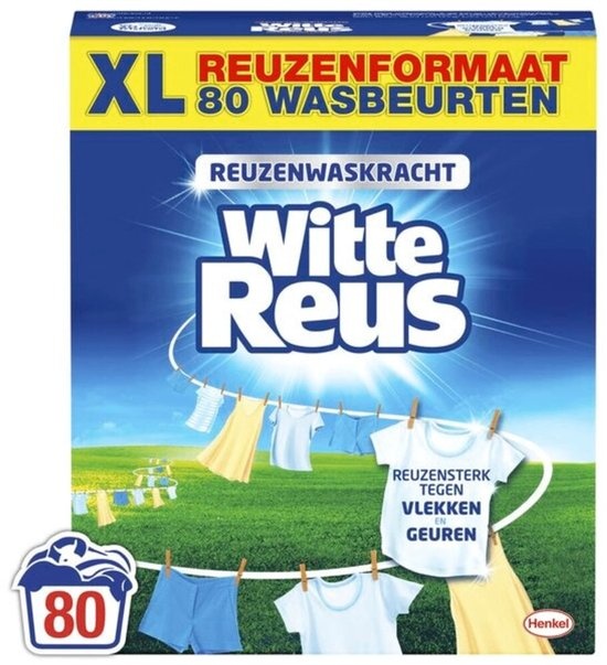 Witte Reus Wasmiddel Poeder 80 Wasbeurten - 4 kg