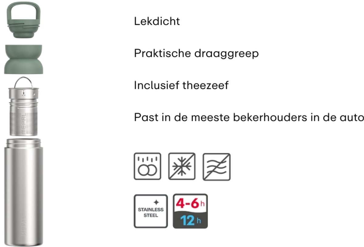Mepal Isoleer theebeker Ellipse - 500 ml - Houdt dranken 6 uur warm en 8 uur koud - Isoleerfles - Vaatwasmachinebestendig - Vivid blue