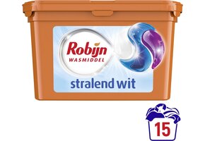 Robijn Wascapsules - 3-in-1 - Stralend Wit - 15 Stuks